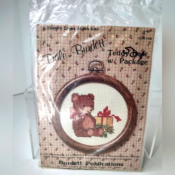 Vintage Dale Burdett Teddy Bear With Package Cross Stitch Kit.  New in package - Picture 1 of 6